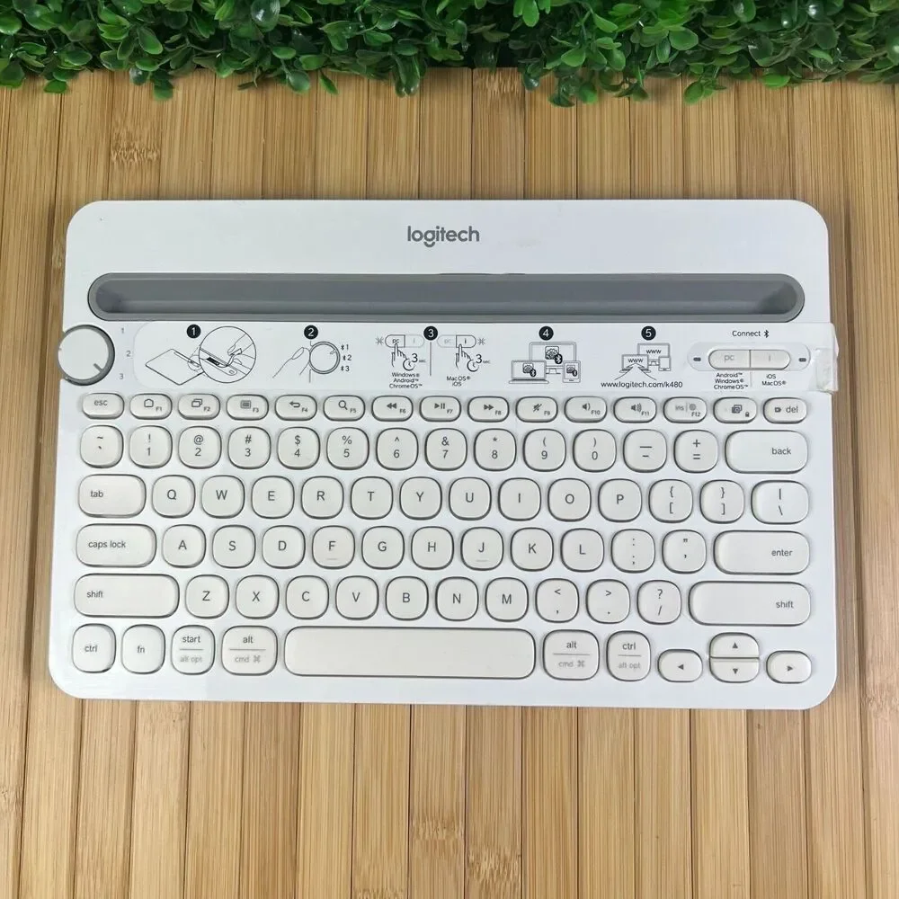 Logitech - K480 Tenkeyless (TKL) Bluetooth Membrane Multidevice Keyboard - White